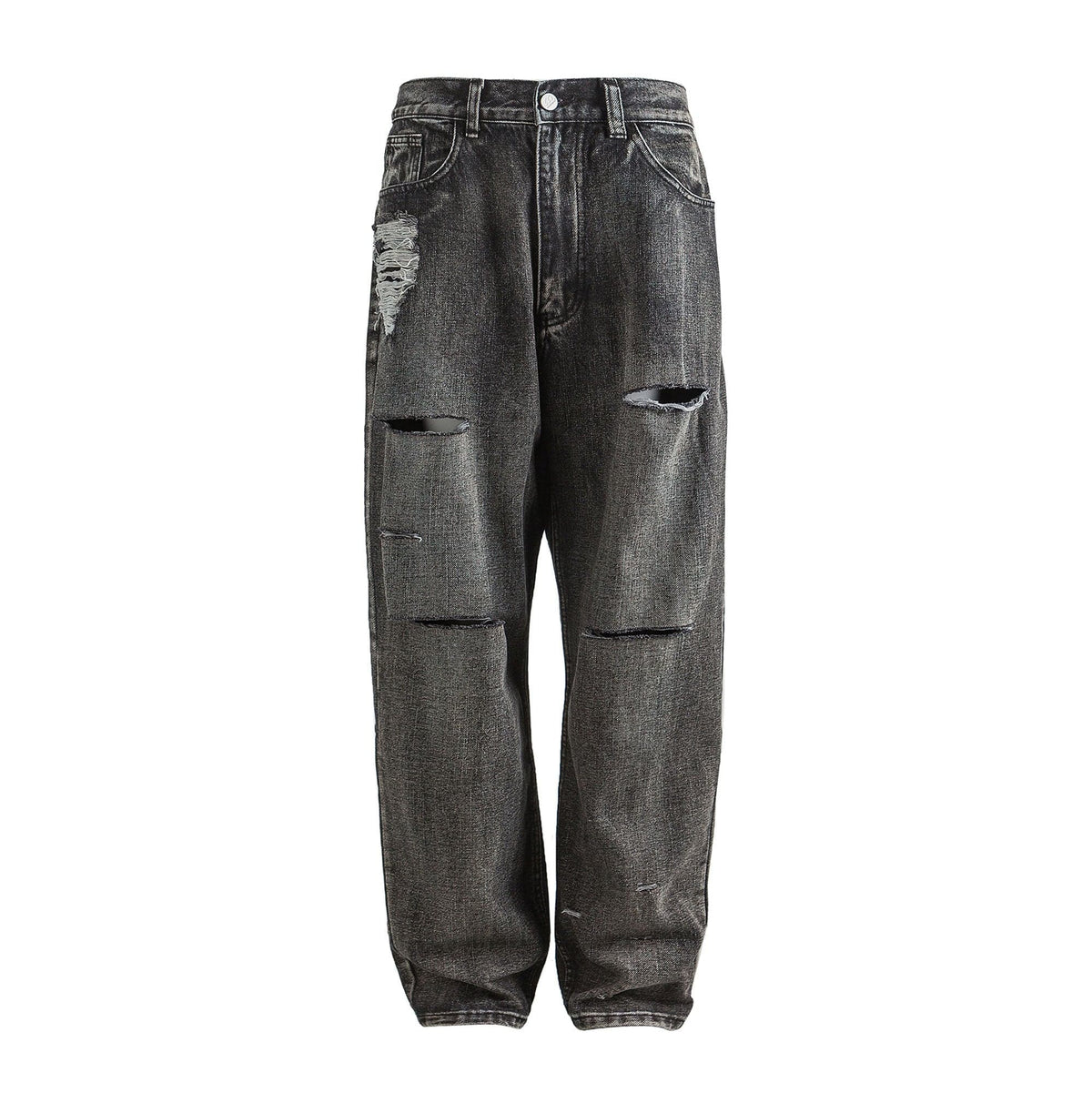 ME DA IGUAL Ripped Distressed Washed Straight-Leg Jeans