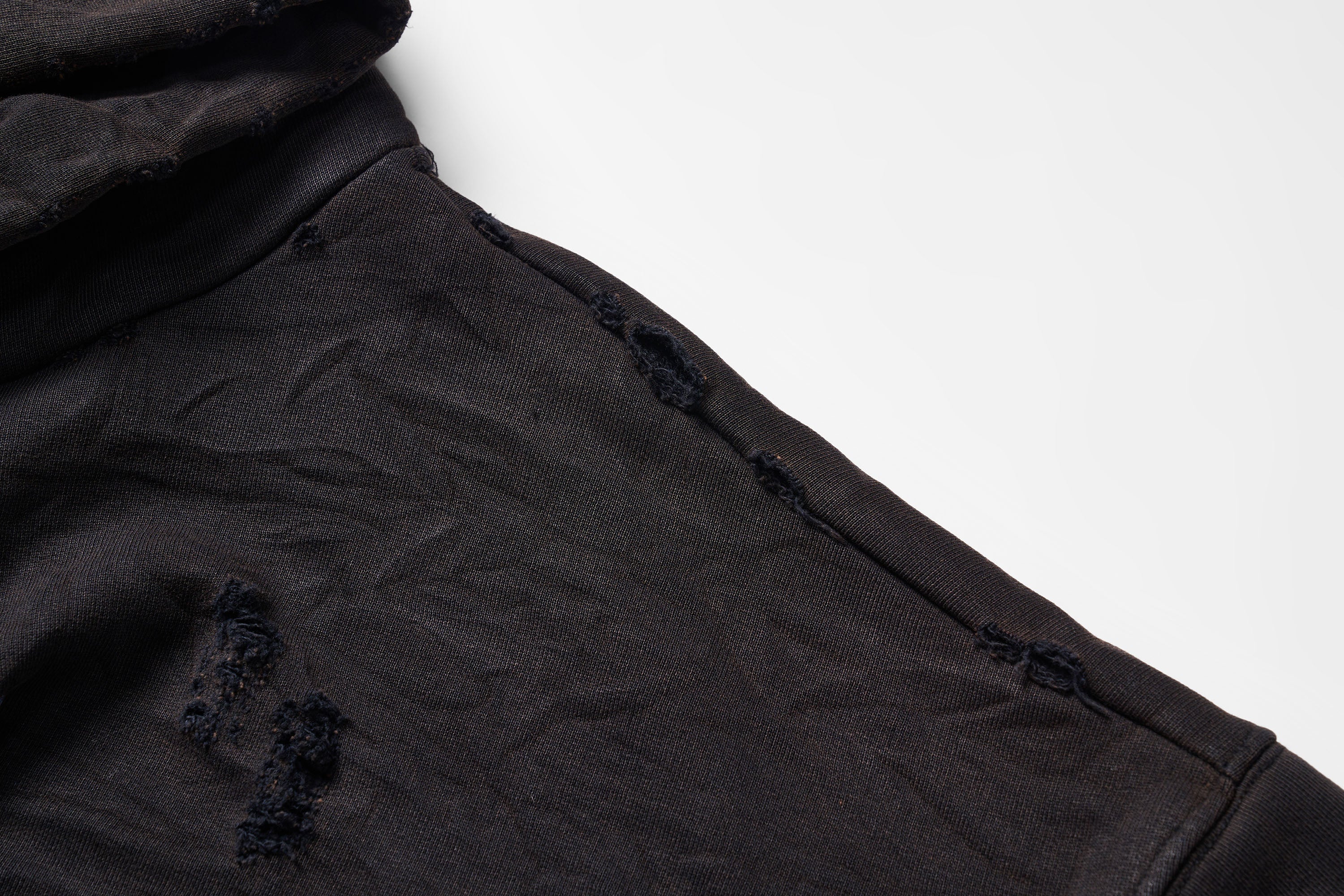 ULIPERY Distressed Glow Crinkled Hoodie
