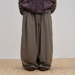 UNLIMITED MOTE Wool Blend Houndstooth Drawstring Balloon Pants