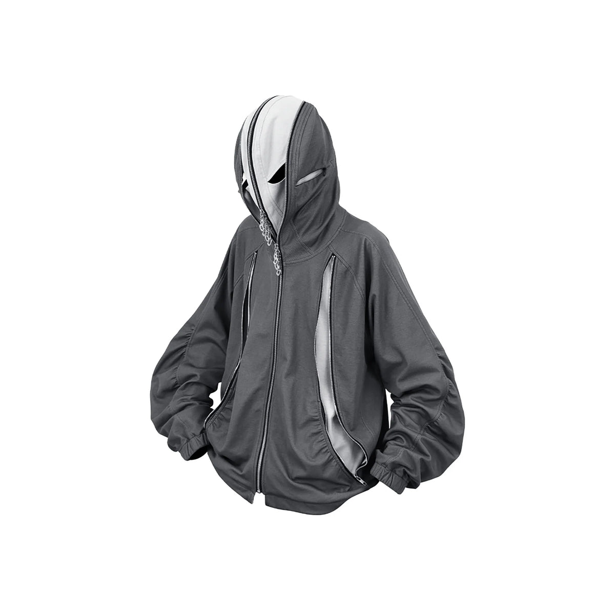 RELABEL Layered Multi-Zip Mask Hood Jacket Gray