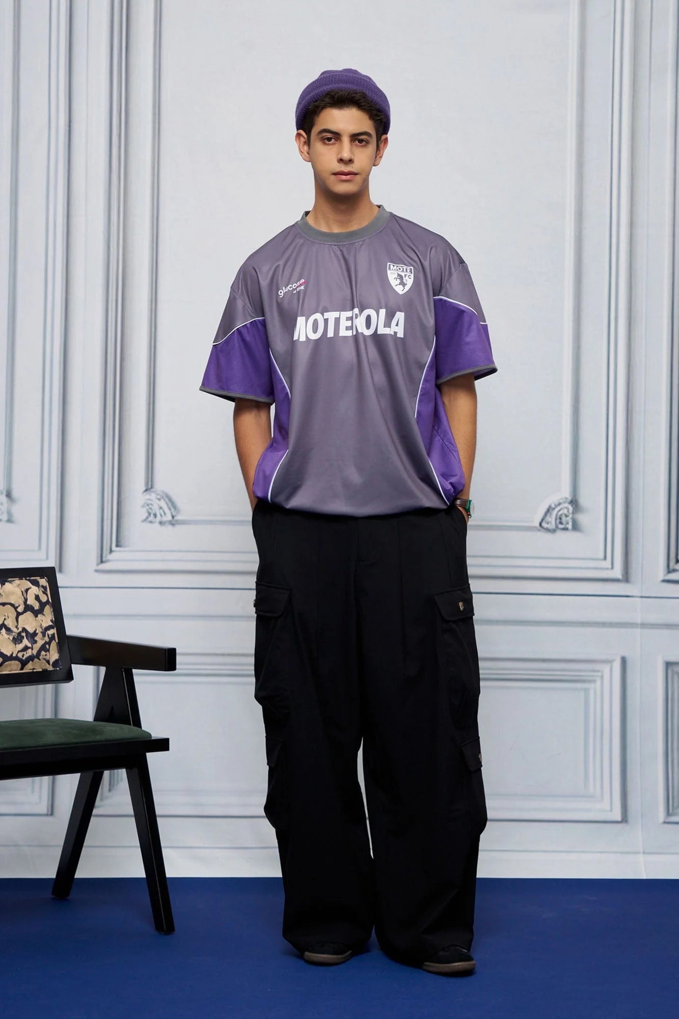 UNLIMITED MOTE x glucose by RMK Contrast Spliced Drawstring Hem Jersey
