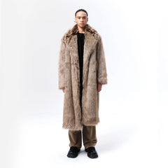 VANN VALRENCE Waxed Faux Fur Maxi Coat