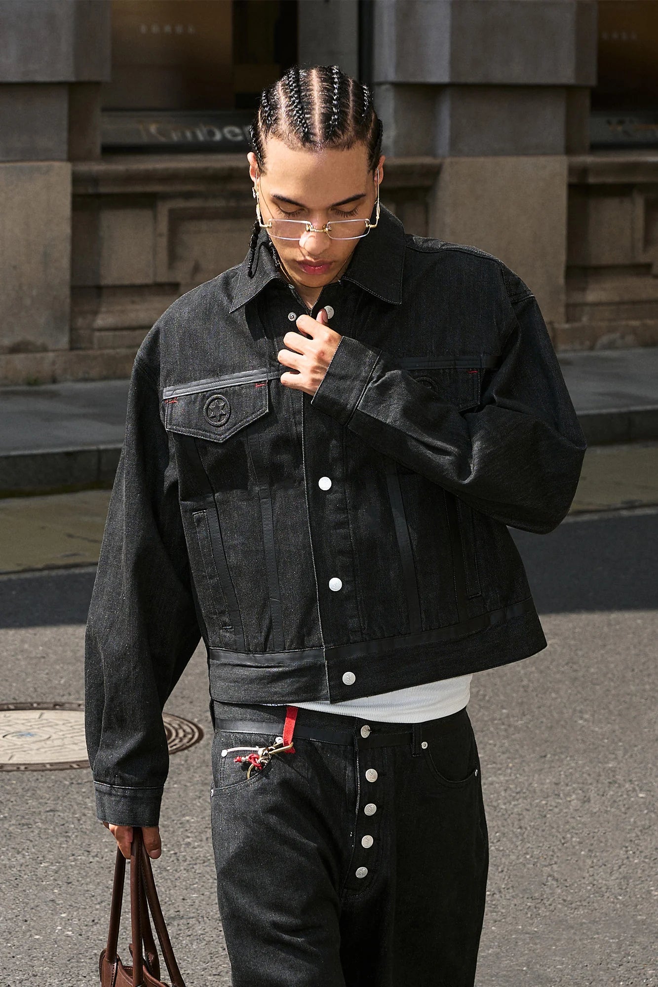 STEEPC LOGO Embossed Boxy Selvedge Denim Jacket