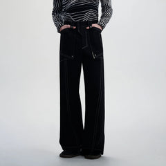TIWILLTANG Contrast Stitched Straight-Leg Jeans