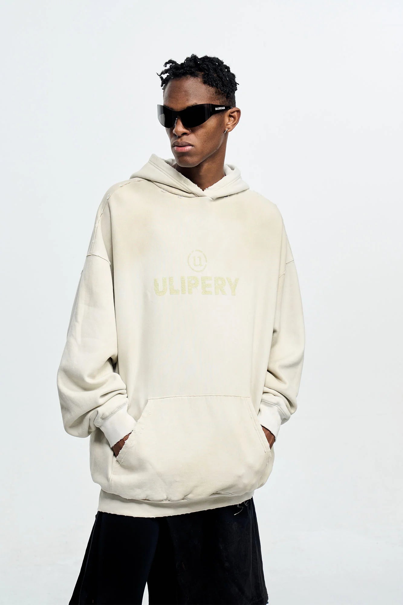 ULIPERY Dirty Fit Distressed Glow Oversized Hoodie