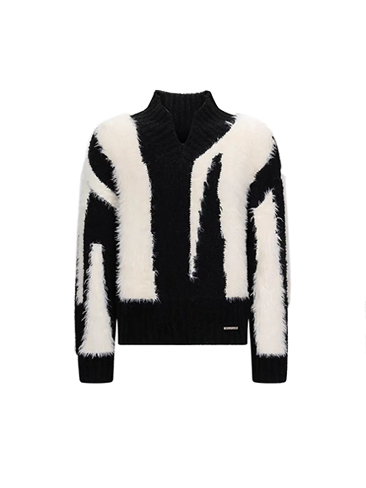 TIWILLTANG Fuzzy Faux-Mink Contrast Sweater