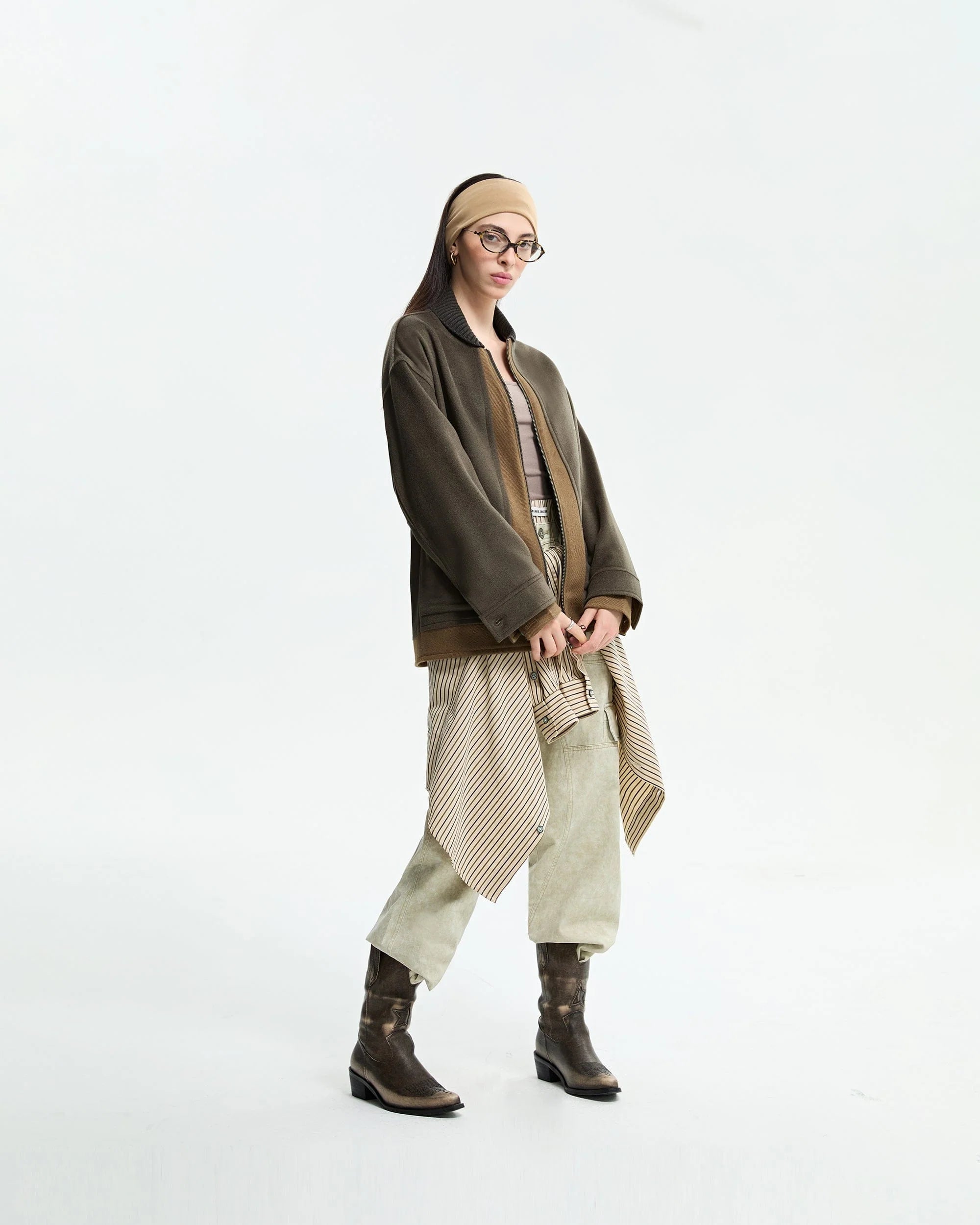 ORGANIC EMOTION Deconstructed Layered-pocket Button Pants