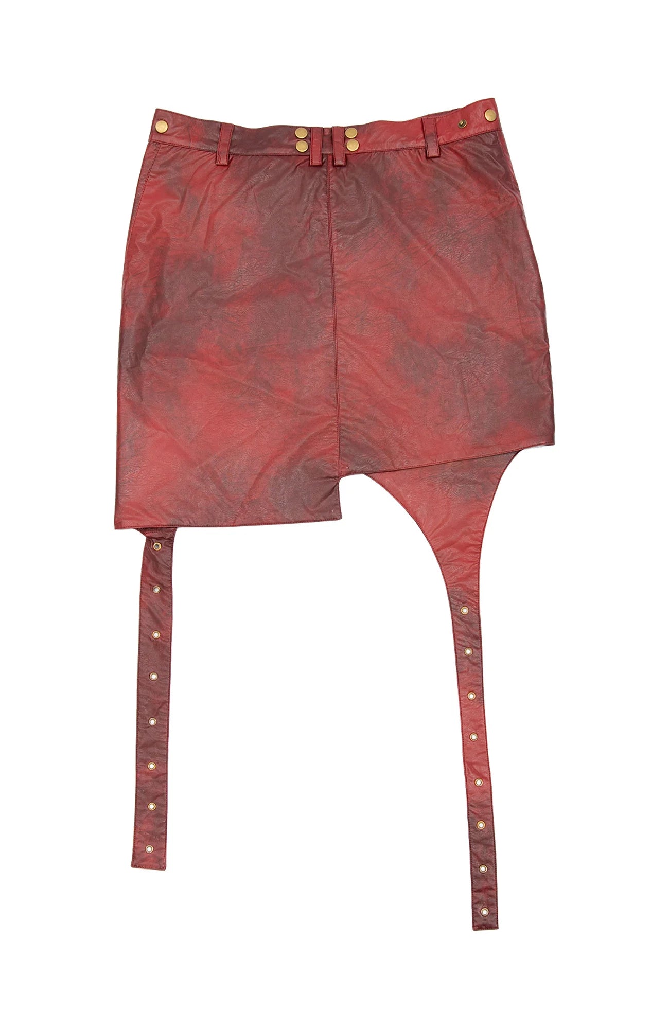 MOGONGSHE Detachable PU Drape  Frayed Cross Jeans