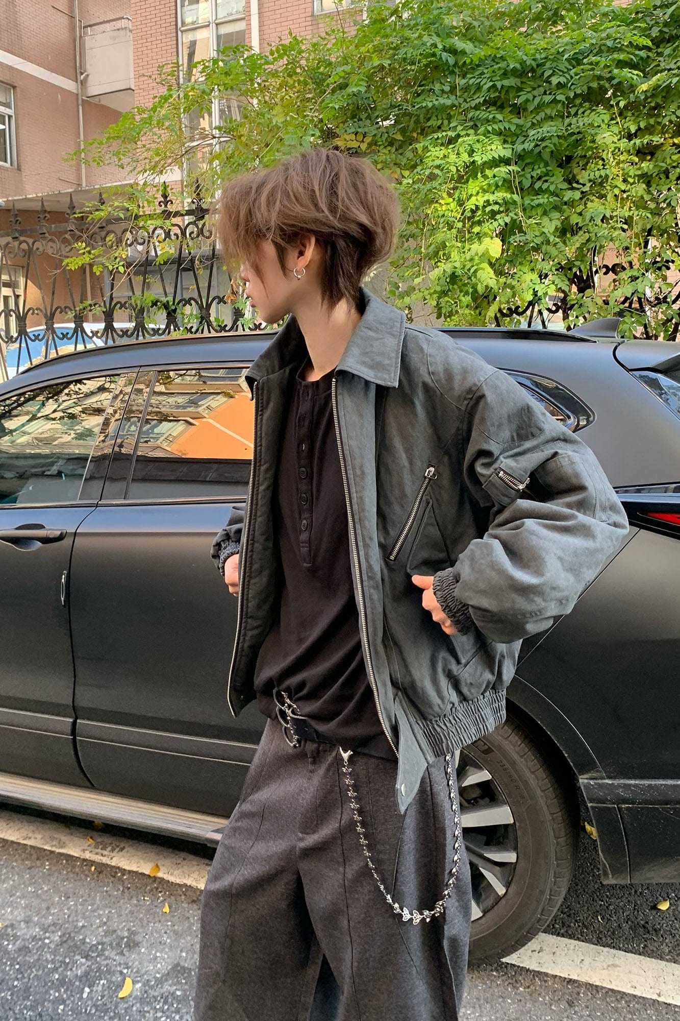OKAYTHXBYE 3M Thinsulate Padded Multi-Zip Bomber Jacket