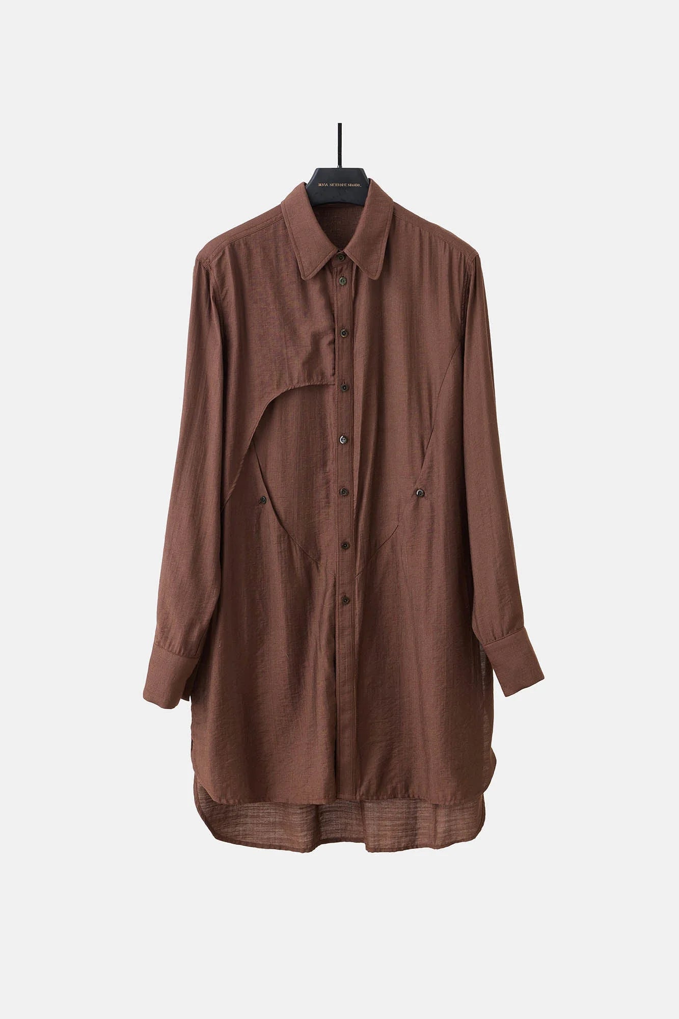 ILNya Nieternite Nifutur Arc Spliced Draped Long Shirt Burgundy