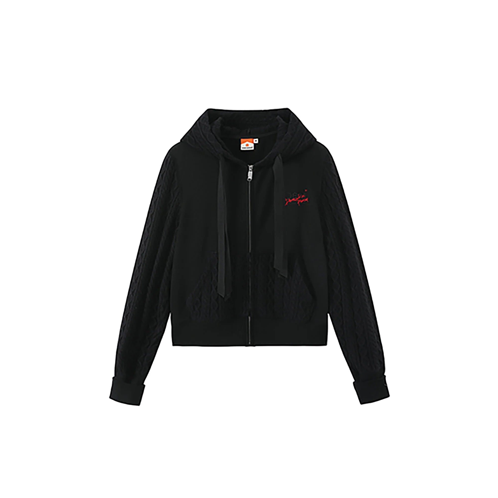 DONSMOKE Spliced Cable-Knit Zip-Up Hoodie