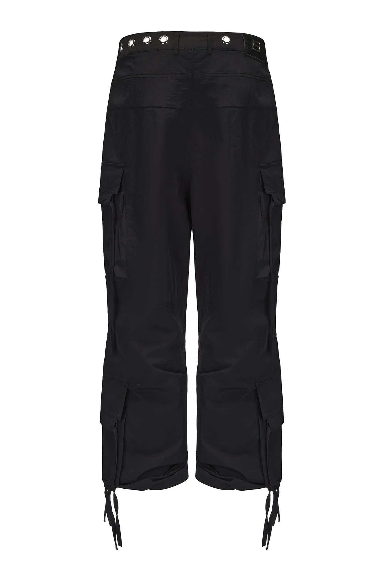BLACK8MOB Eyelet Waist Tie Multi-Pocket Parachute Pants