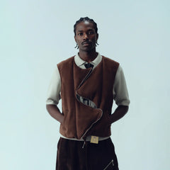 KADAKADA Curved Zip Suede-Puff Vest