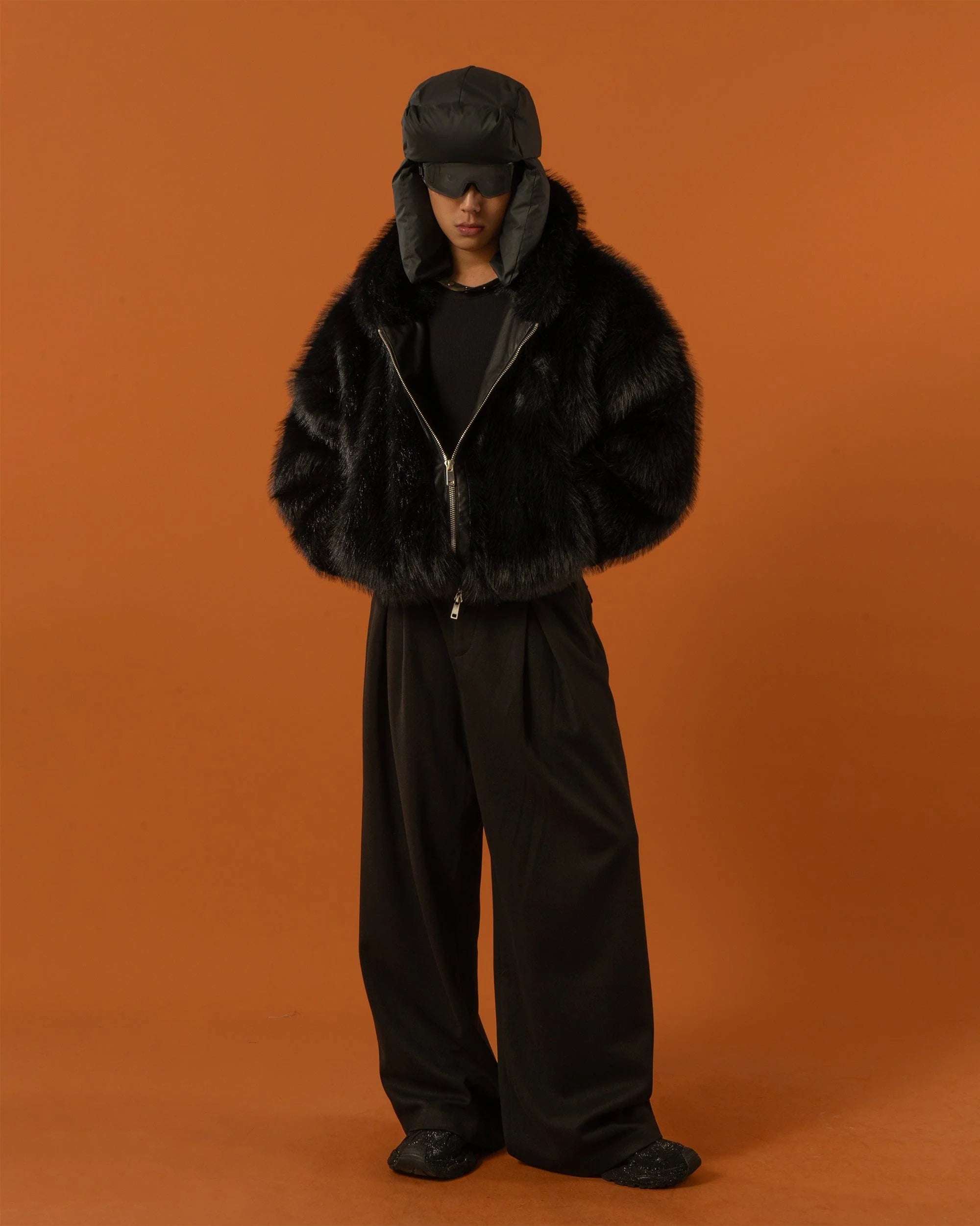 CLP Retro Faux Fur Zip-Up Hooded Jacket