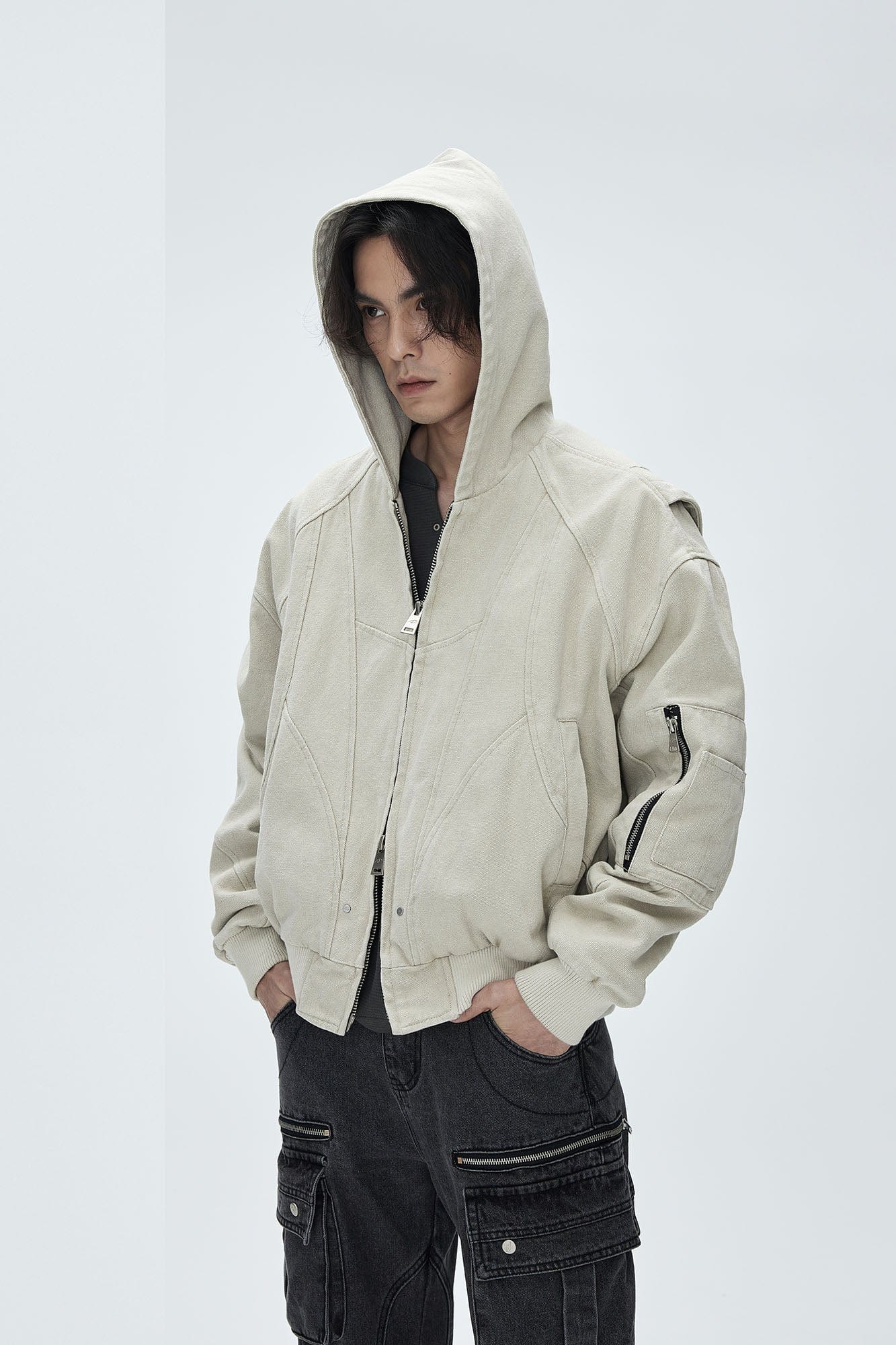 CATSSTAC Deconstructed Paneled Washed Hooded Jacket