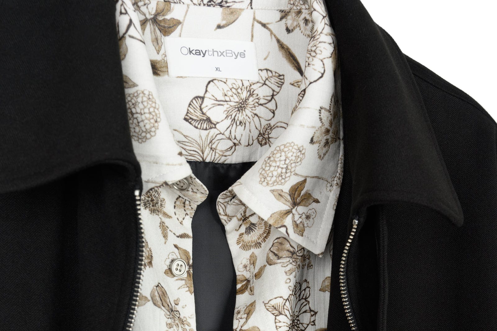 OKAYTHXBYE Double-Layer Floral Zip Jacket