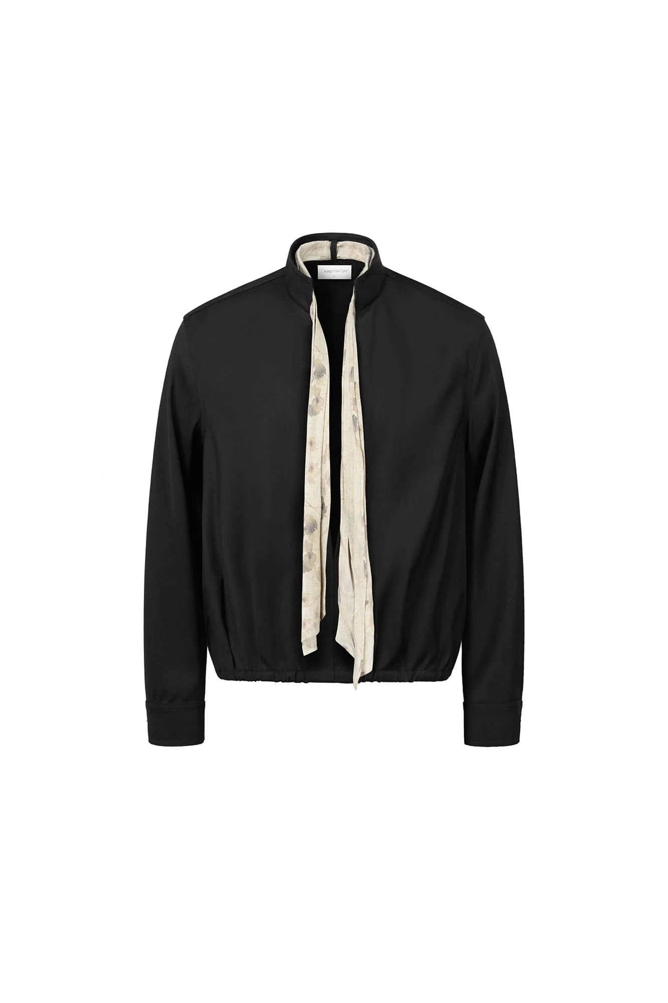 OKAYTHXBYE Multi-Wear Floral Scarf Mandarin Collar Shirt