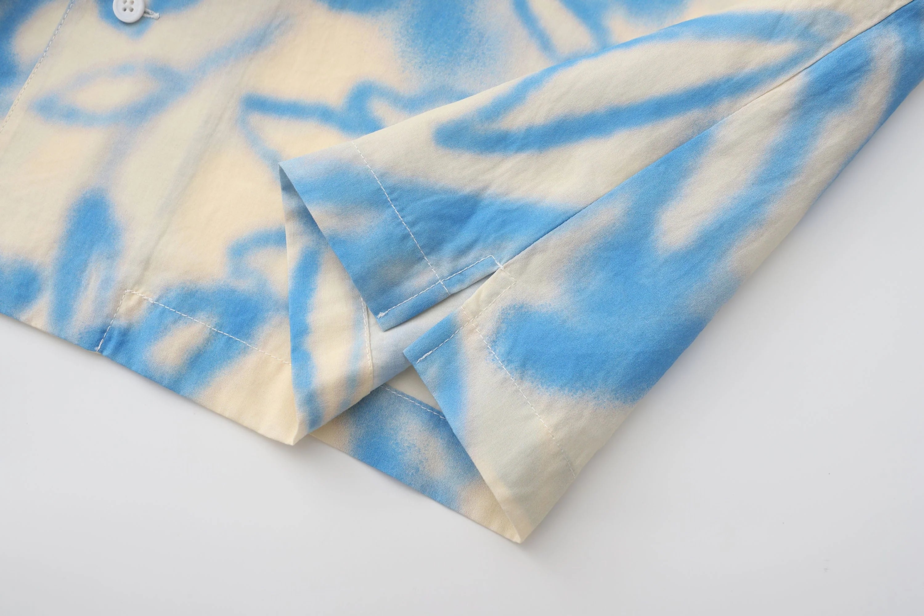 ORAL UTOPIA Airbrushed Floral Tencel Cuban Half Shirt