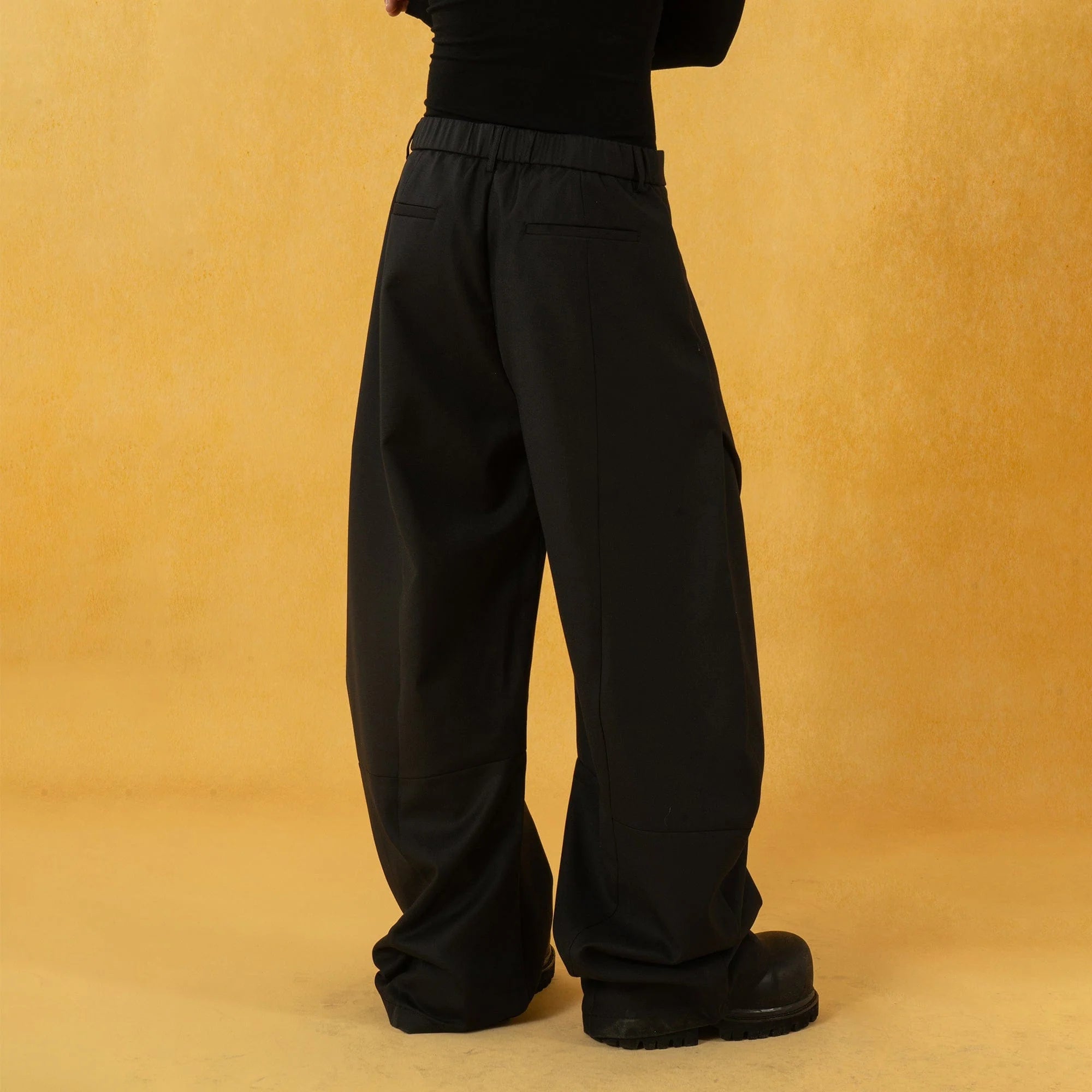 CLP Curved Crinkled Floor-Length Trousers