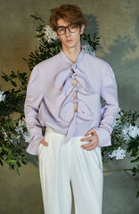 JIECHI Multi-Tie Front Ruched Shoulder Shirt