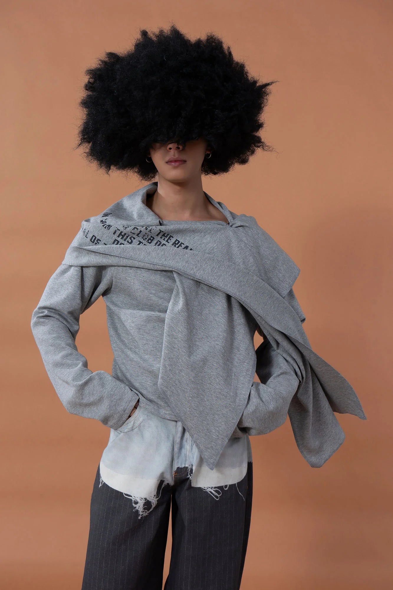 CLP Deconstructed Shawl-Overlay Sweatshirt