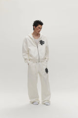 SAVAGEGROWTHWORLD Gothic Lettering Embroidered Zip-Up Hoodie