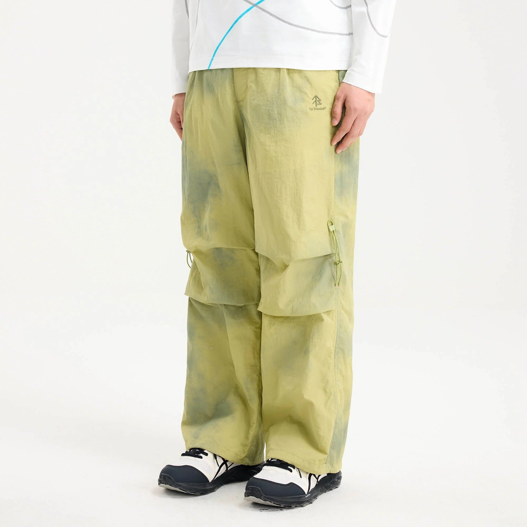 BONELESS Tie-Dye Crinkled Parachute Pants