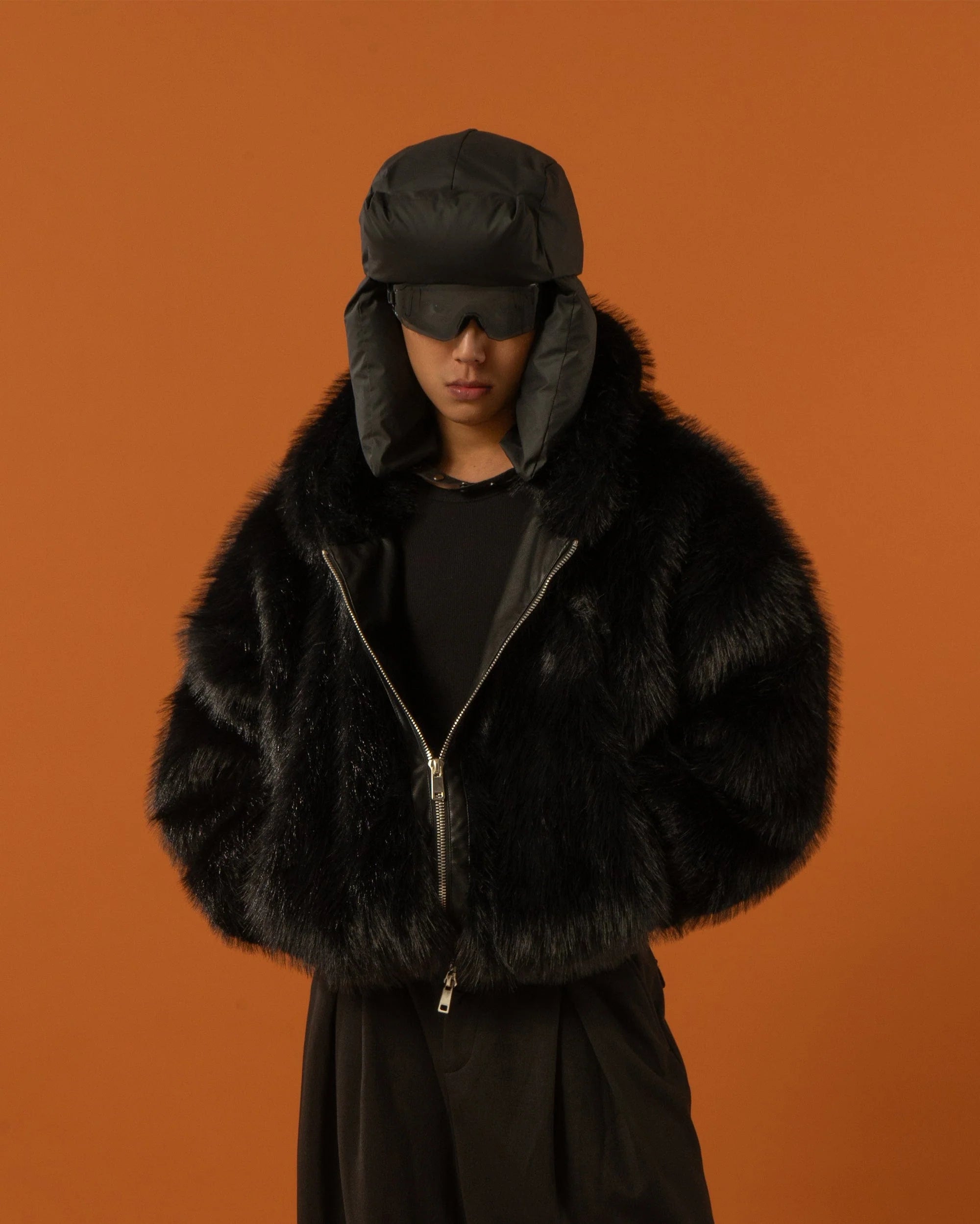 CLP Retro Faux Fur Zip-Up Hooded Jacket