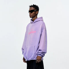 ULIPERY Distressed Gradient Oversized Hoodie Purple