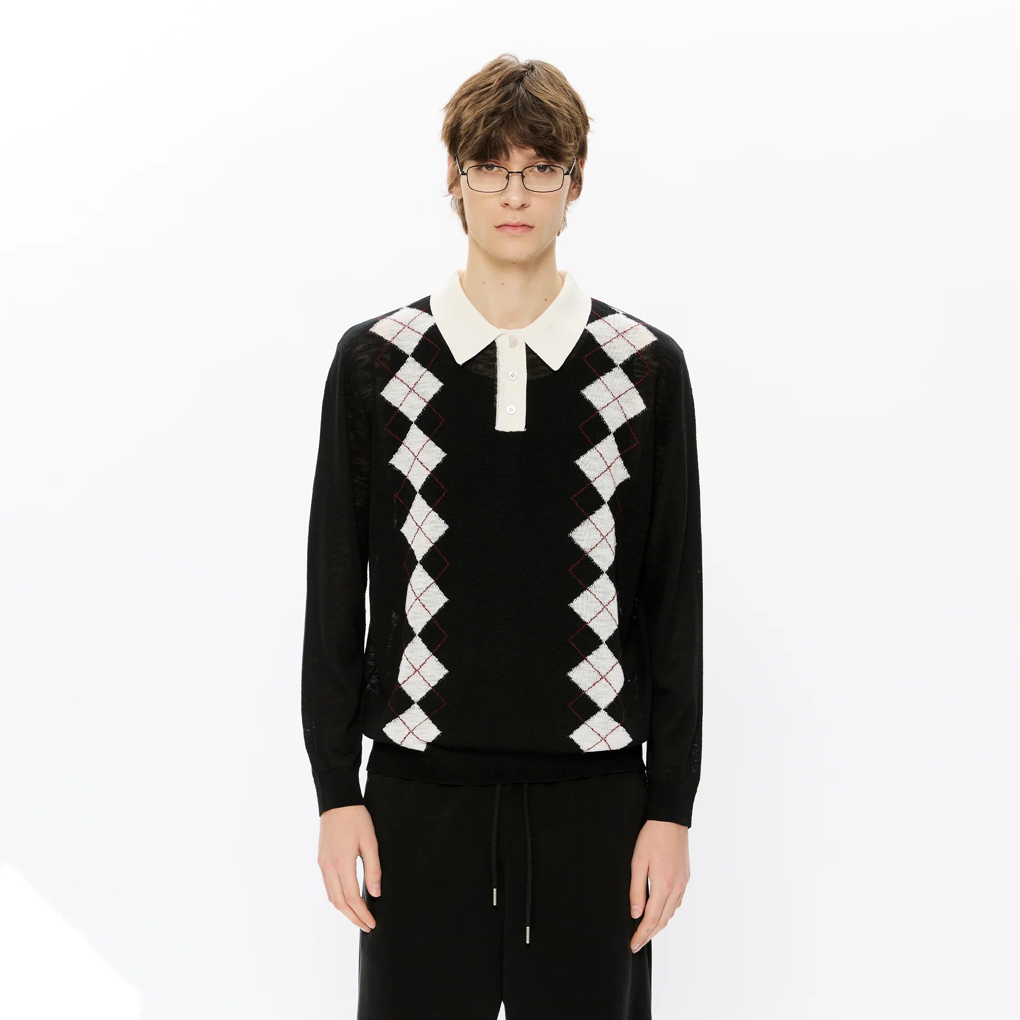 KREATE Retro Argyle Polo Sweater