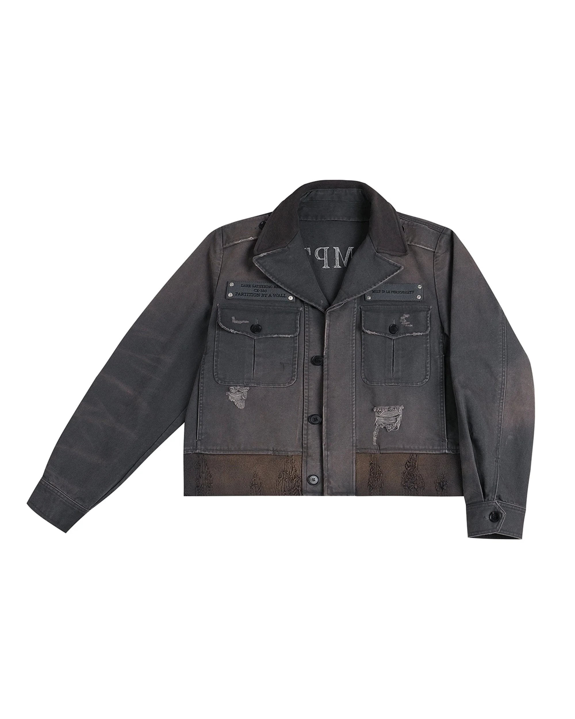 FACEONLAB Distressed P37 Rivet Jacket Grey