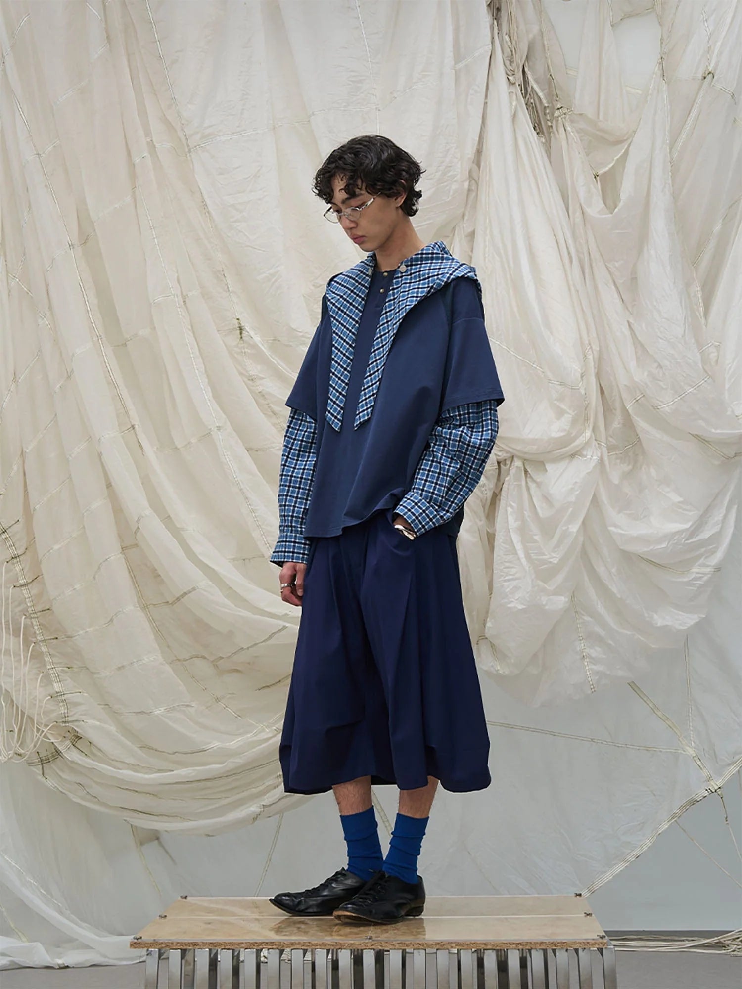 RELABEL Pleated Drape Wide-Leg Shorts
