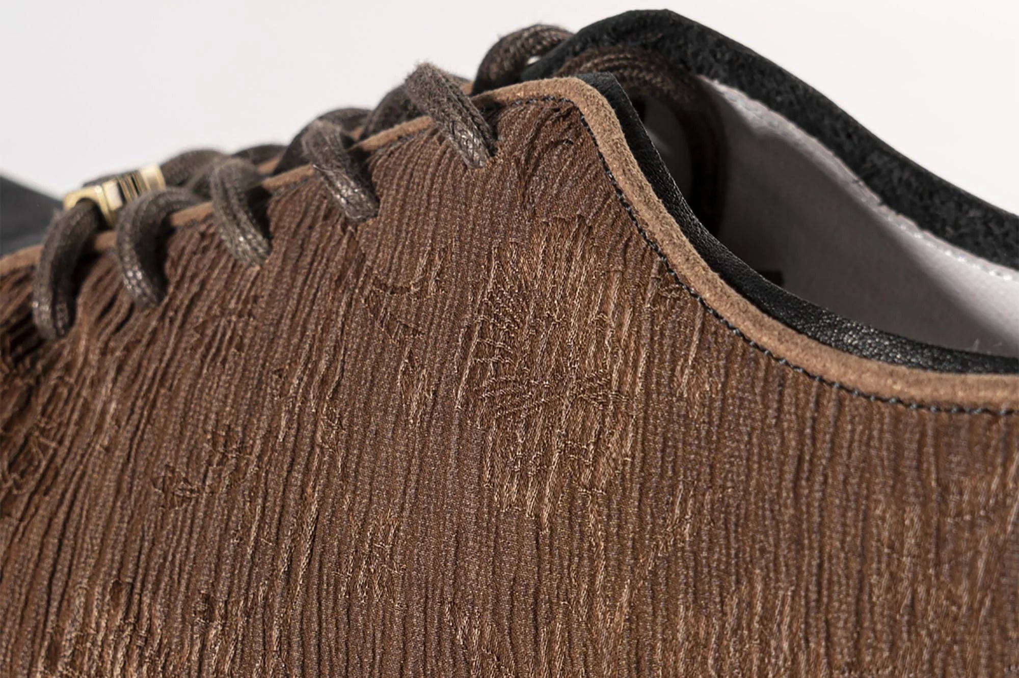REWRITE Silk Panel Crinkled Square-Toe Derby Shoes