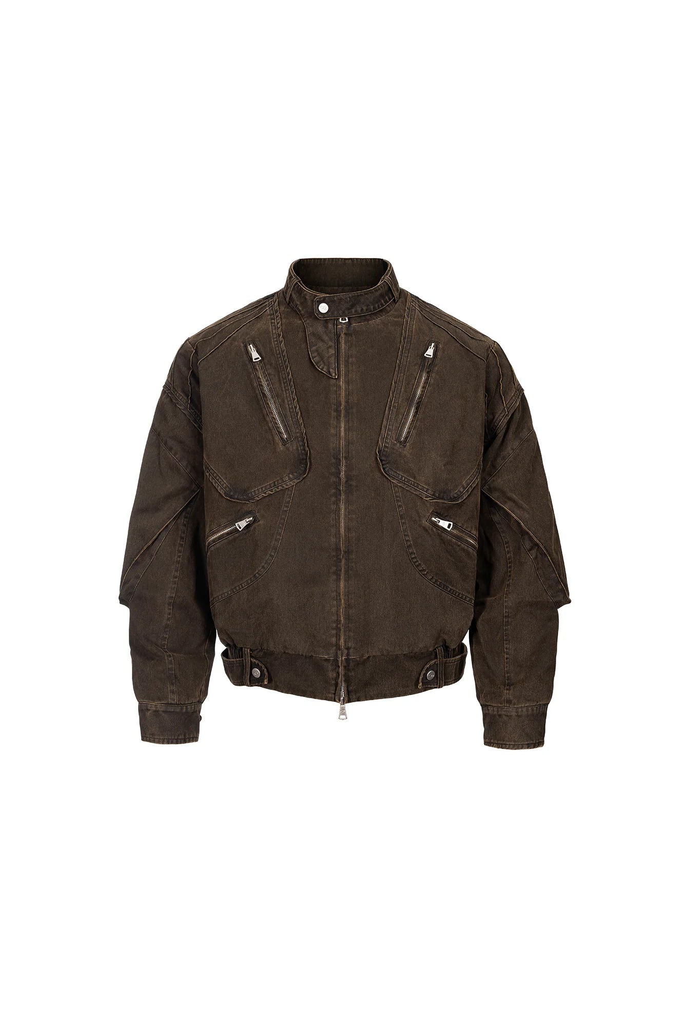 CATSSTAC Washed Paneled Multi-Pocket Utility Jacket