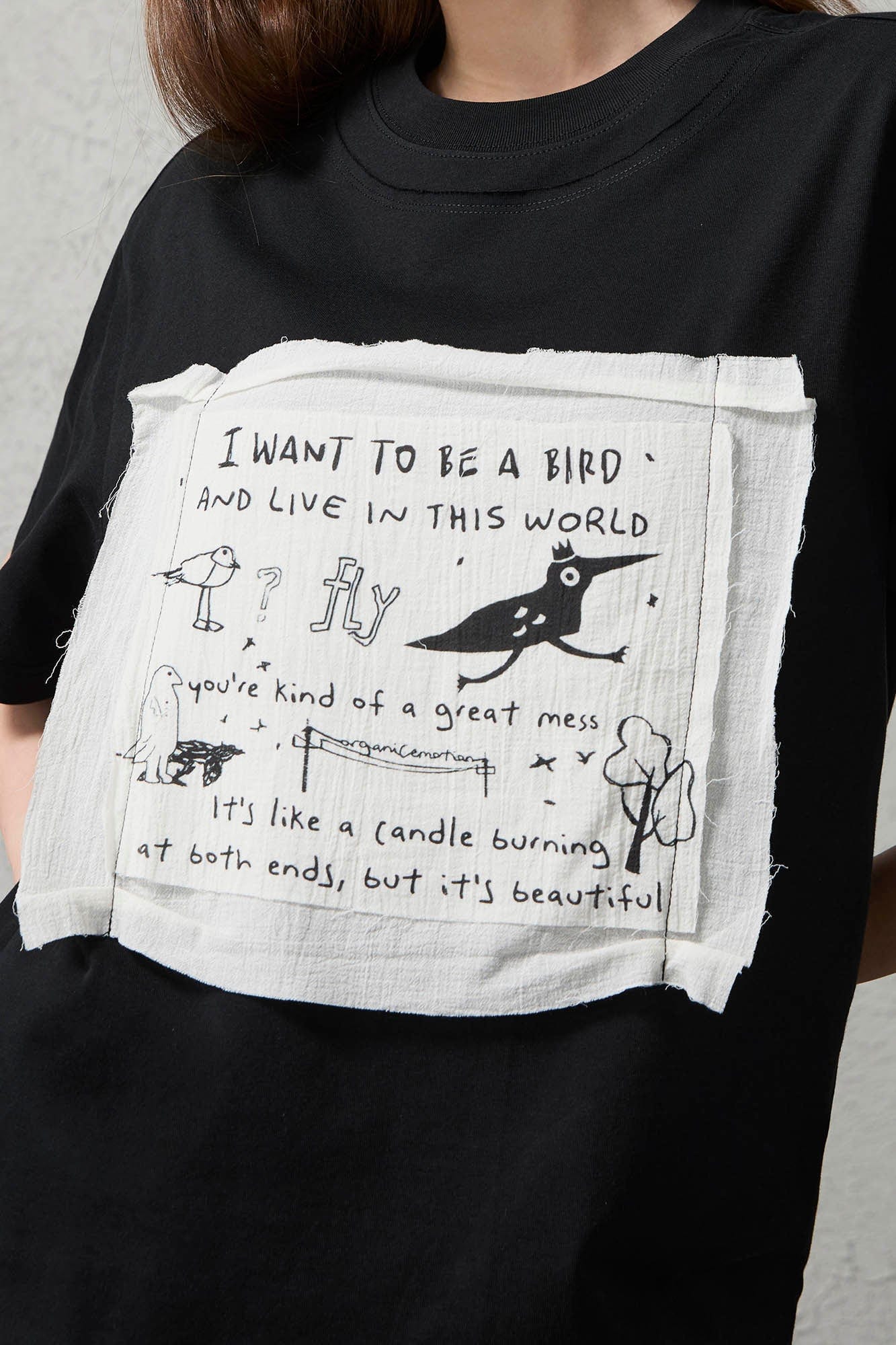 ORGANIC EMOTION Script Patchwork Sorona T-Shirt