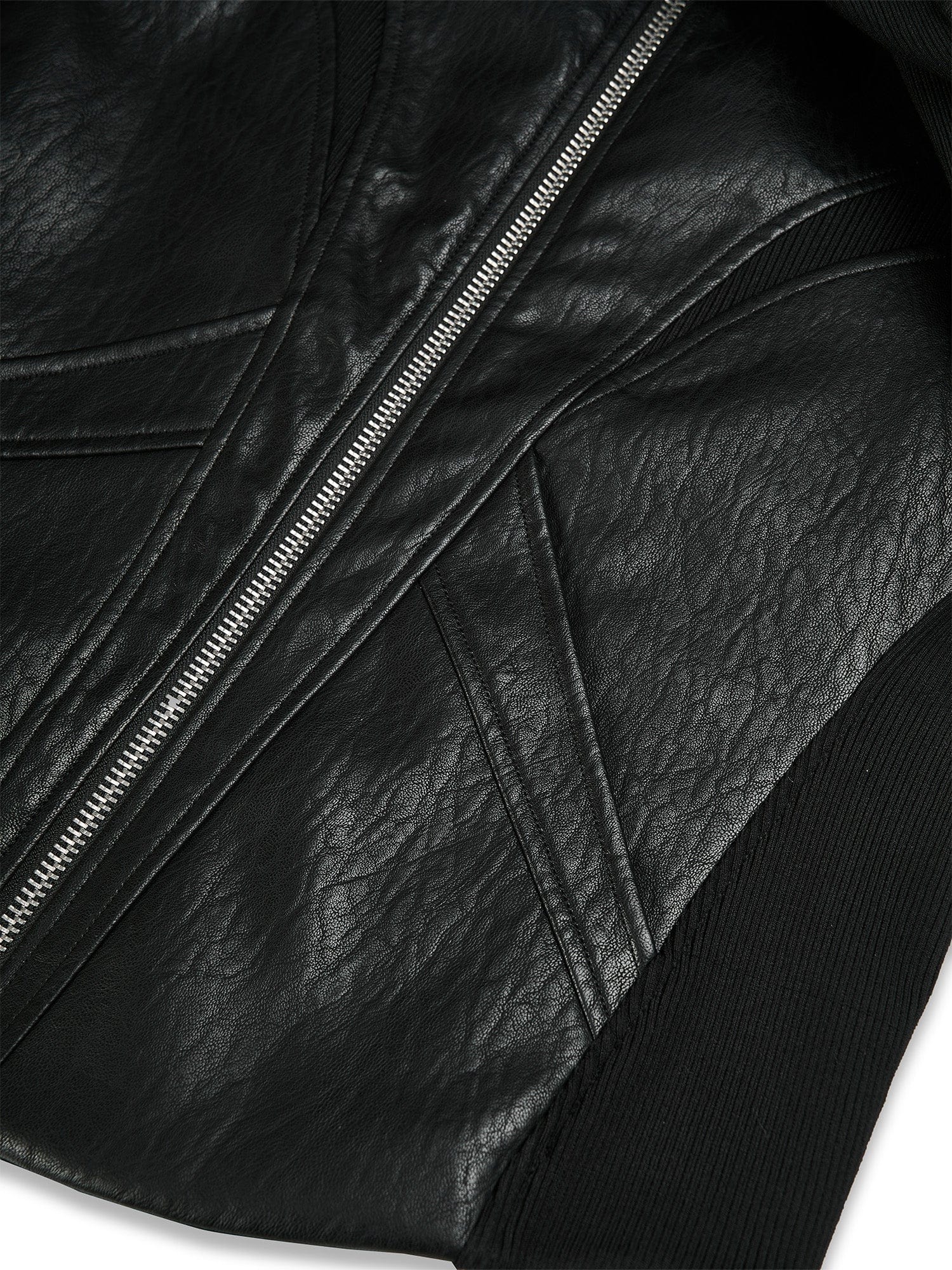 FLYERRER Structured Panel Faux Leather Biker Jacket