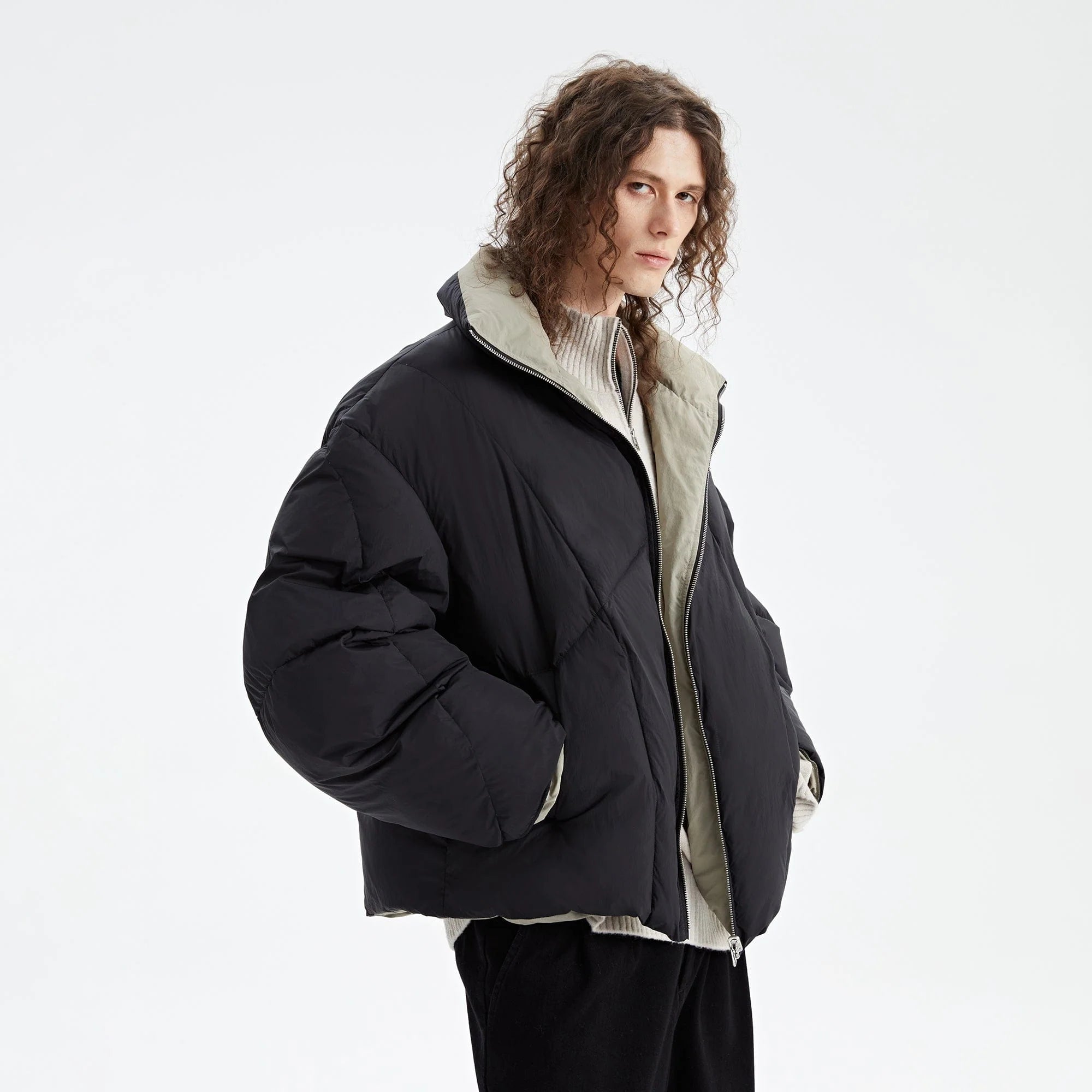ORGANIC EMOTION Reversible Oversized Waterproof Down Jacket
