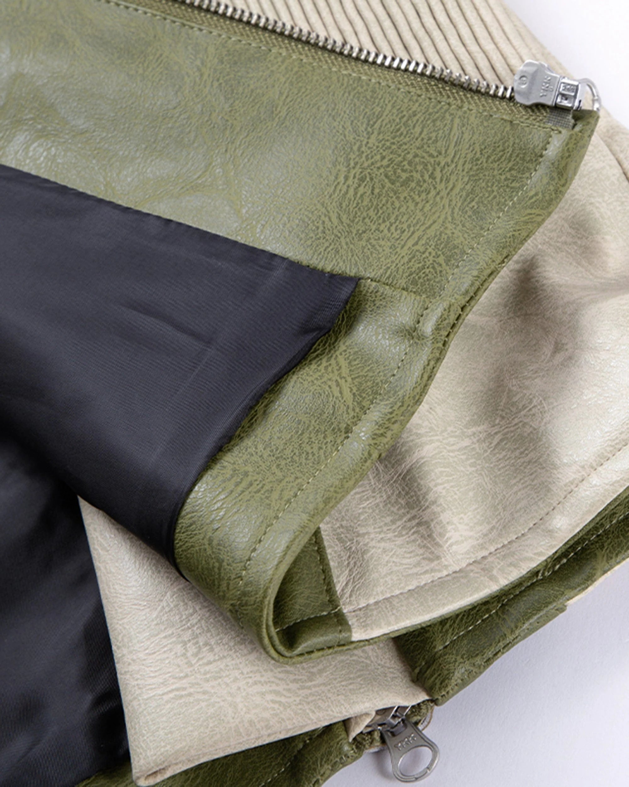 F2CE Modern Deconstructed Faux Leather Biker Jacket
