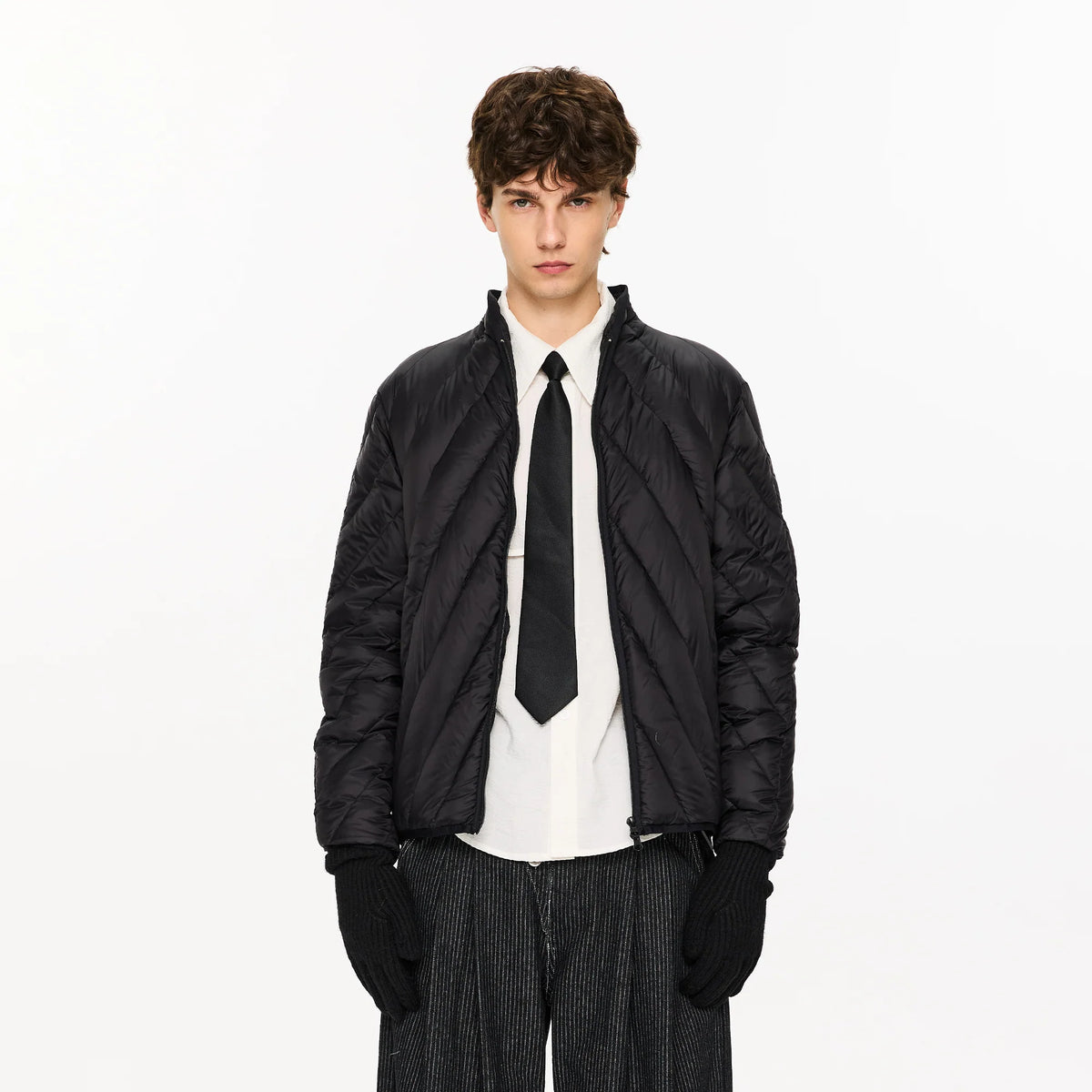KREATE Quilted Rib Stand-Collar Down Jacket
