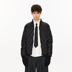 KREATE Quilted Rib Stand-Collar Down Jacket