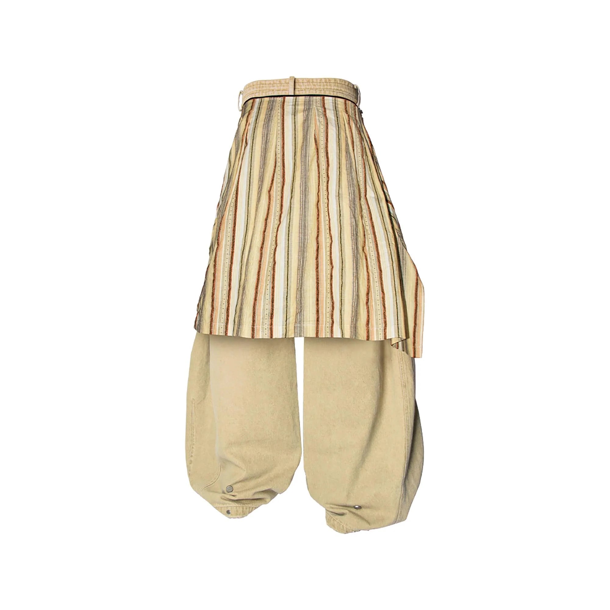 RELABEL Detachable Drape Drawstring Baggy Jeans Brown