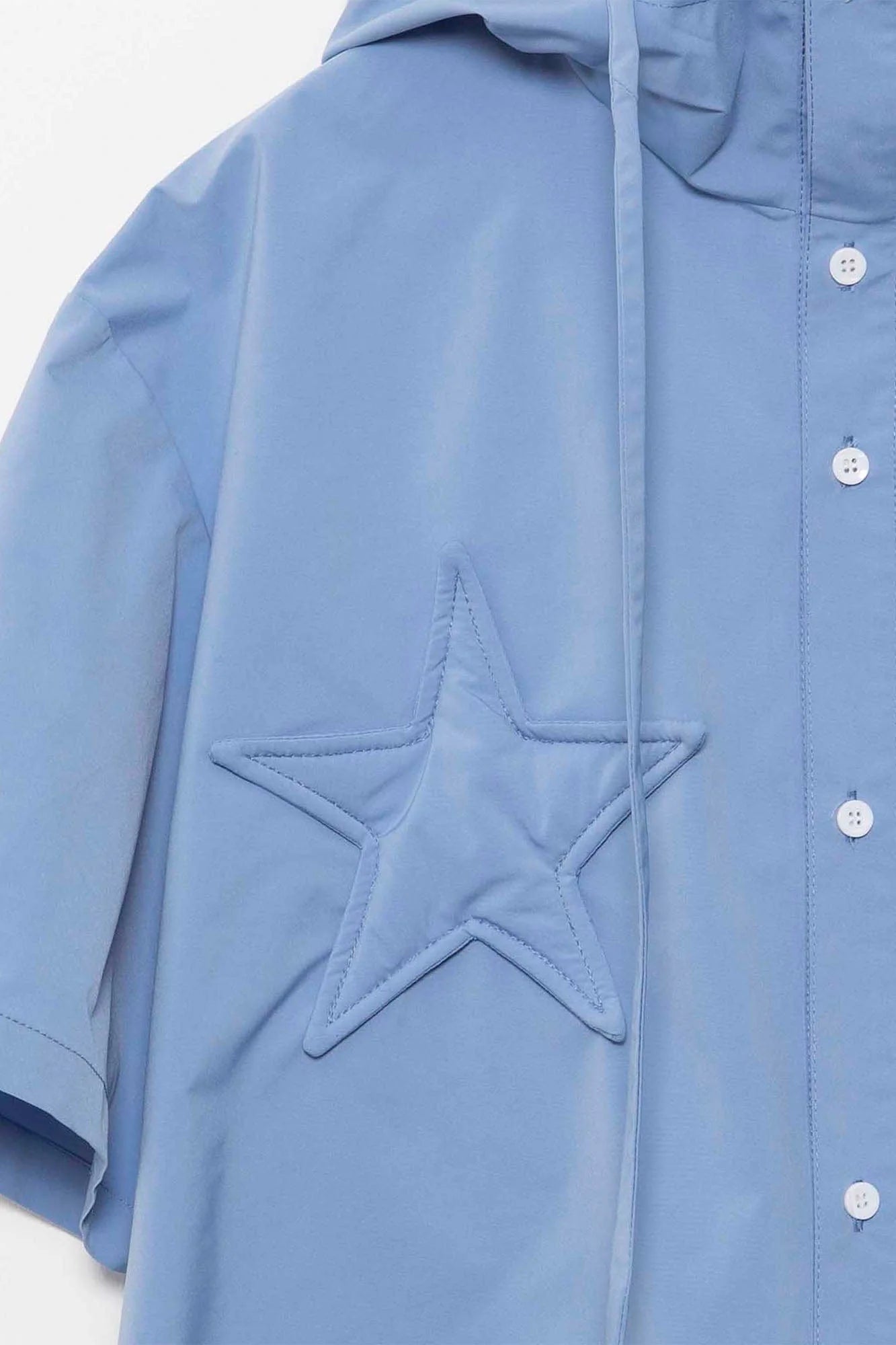 ASSEEN Star Patchwork Hooded Half Shirt