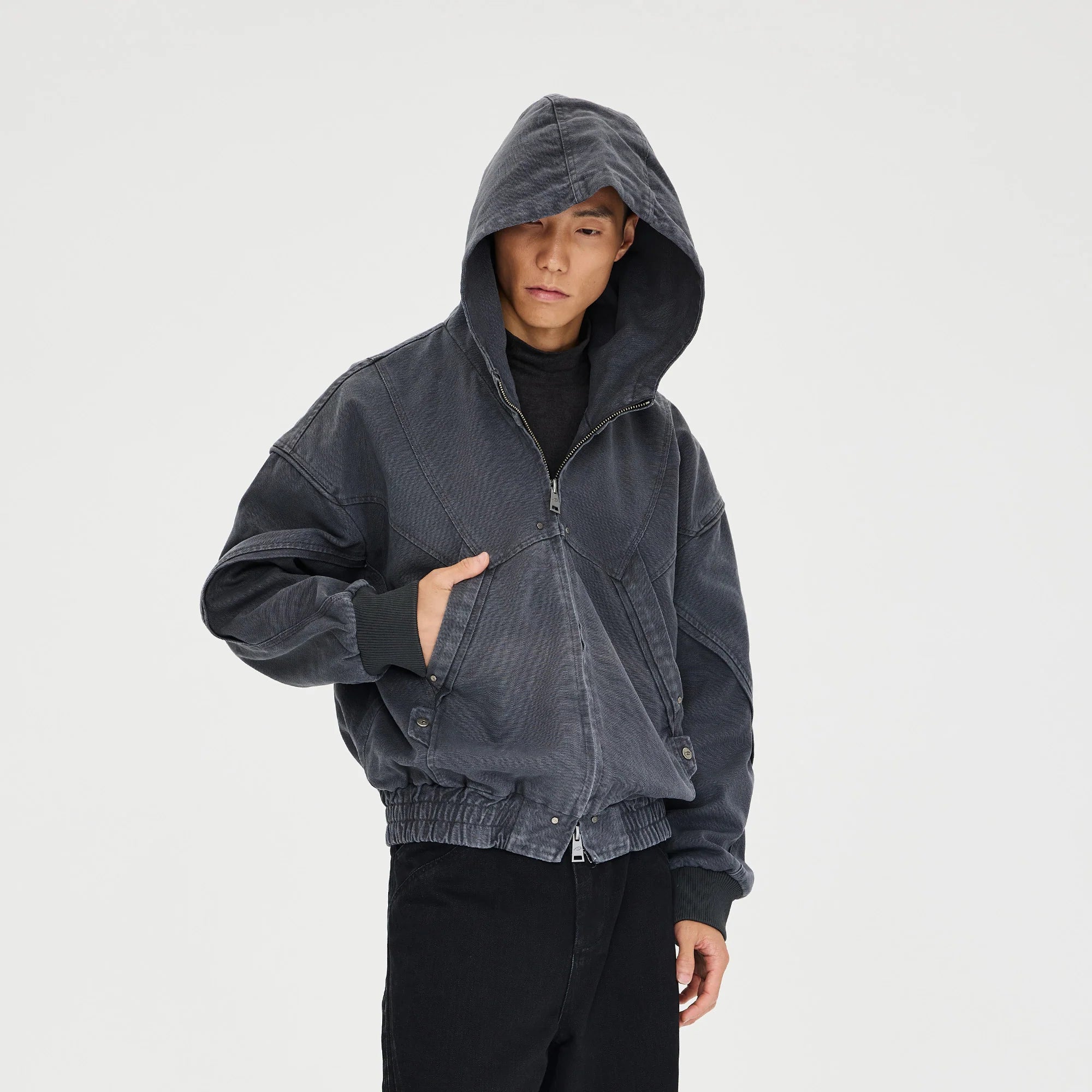 CATSSTAC Structured Panel Studded Hooded Jacket