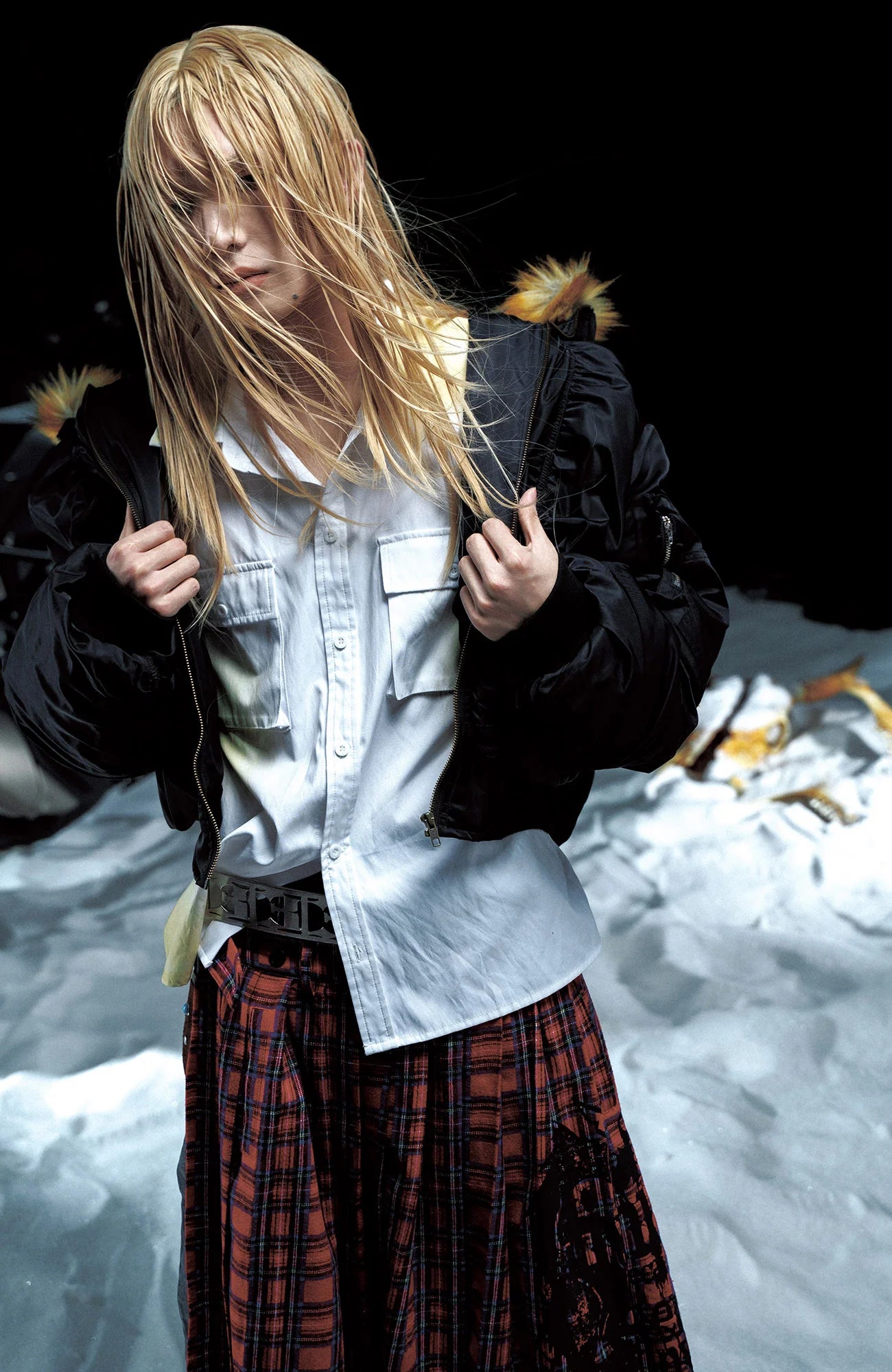 PCCVISION Faux Fur Hooded Cropped Puffer Jacket