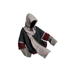 RELABEL Triple-Layer Detachable Striped Hood Long-Sleeve Tee Red