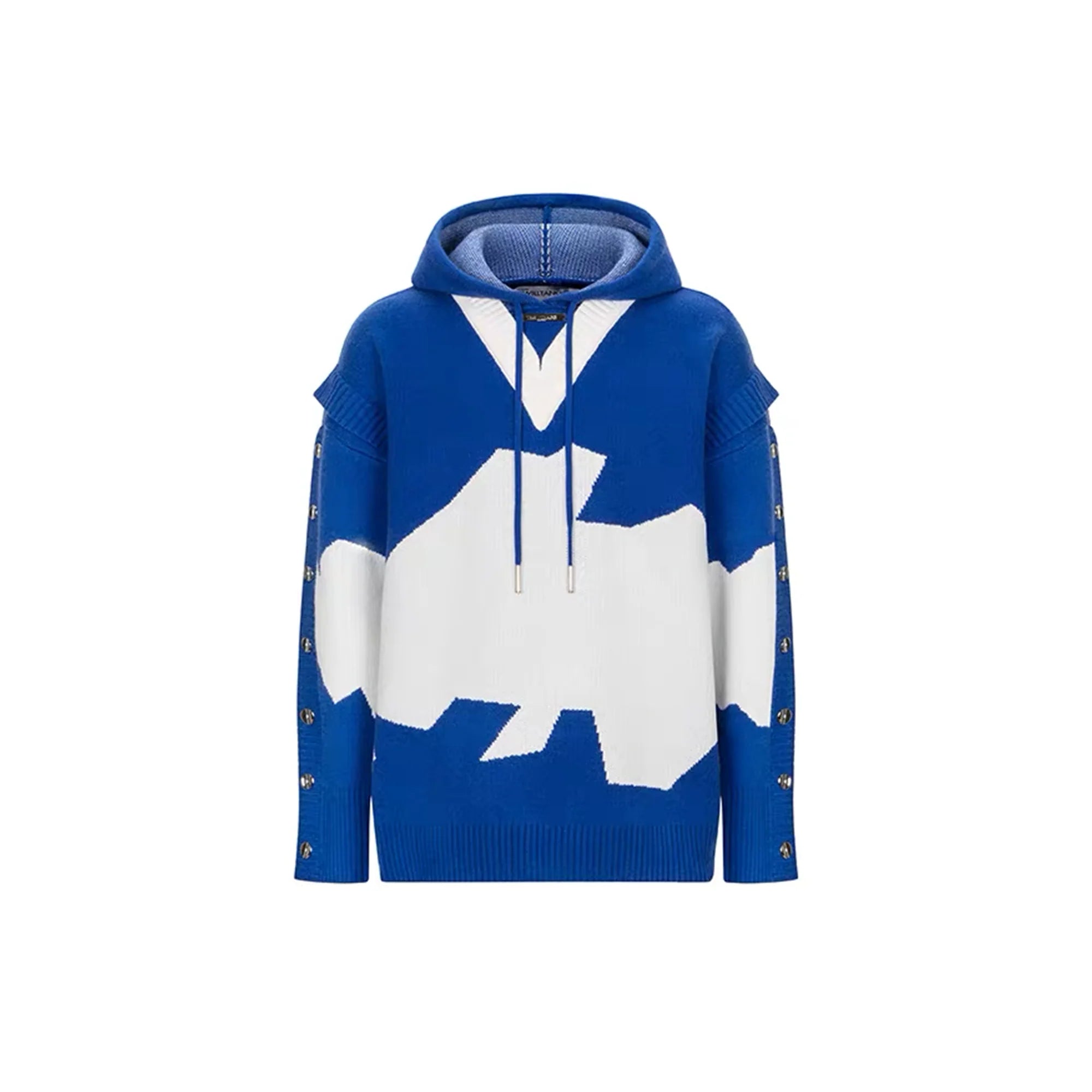 TIWILLTANG Contrast Layered Snap-Sleeves Knit Hoodie
