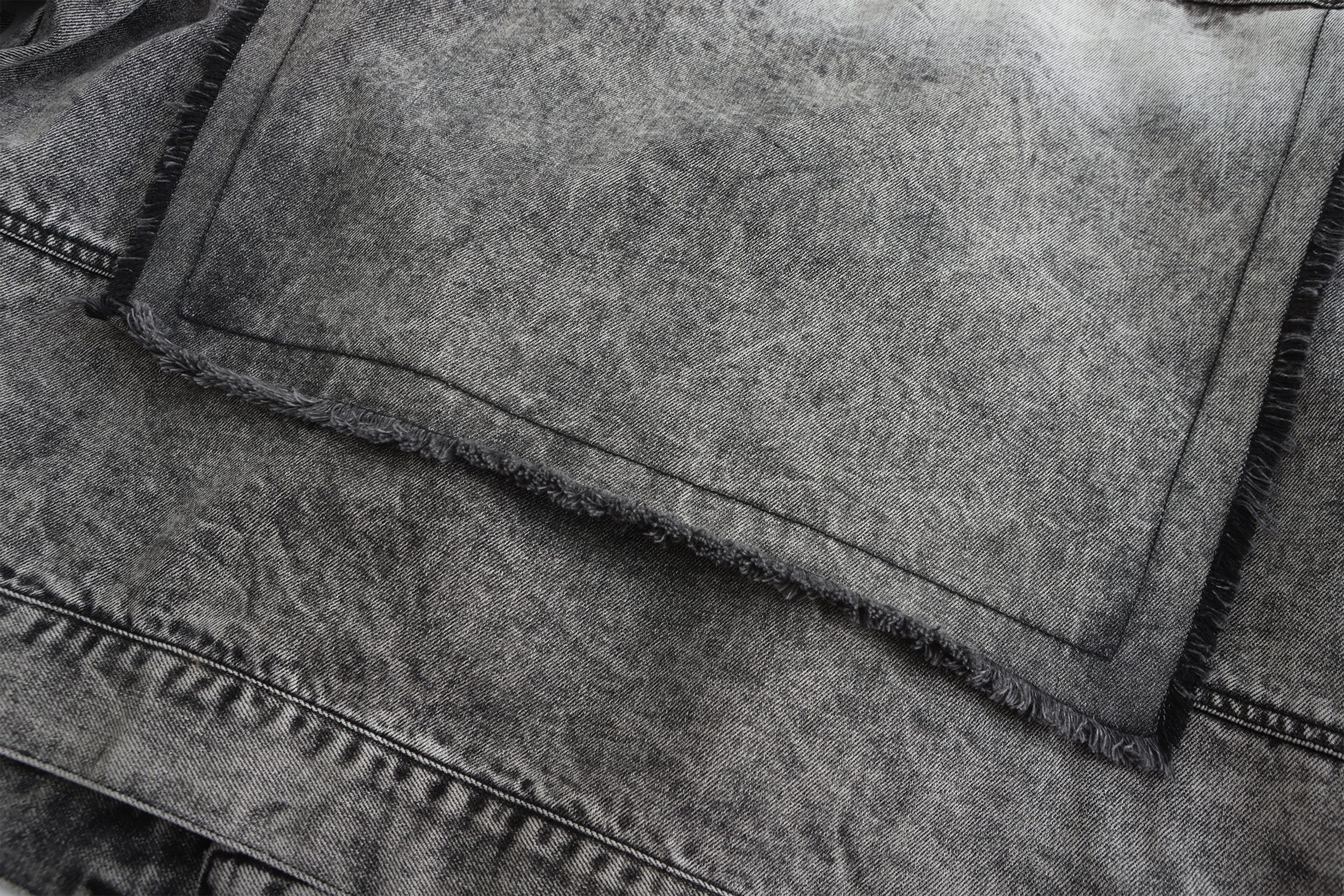 VANN VALRENCE Structural Panel Acid-Washed Oversized Denim Jacket