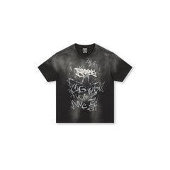 BONELESS Graffiti Distressed Washed T-Shirt