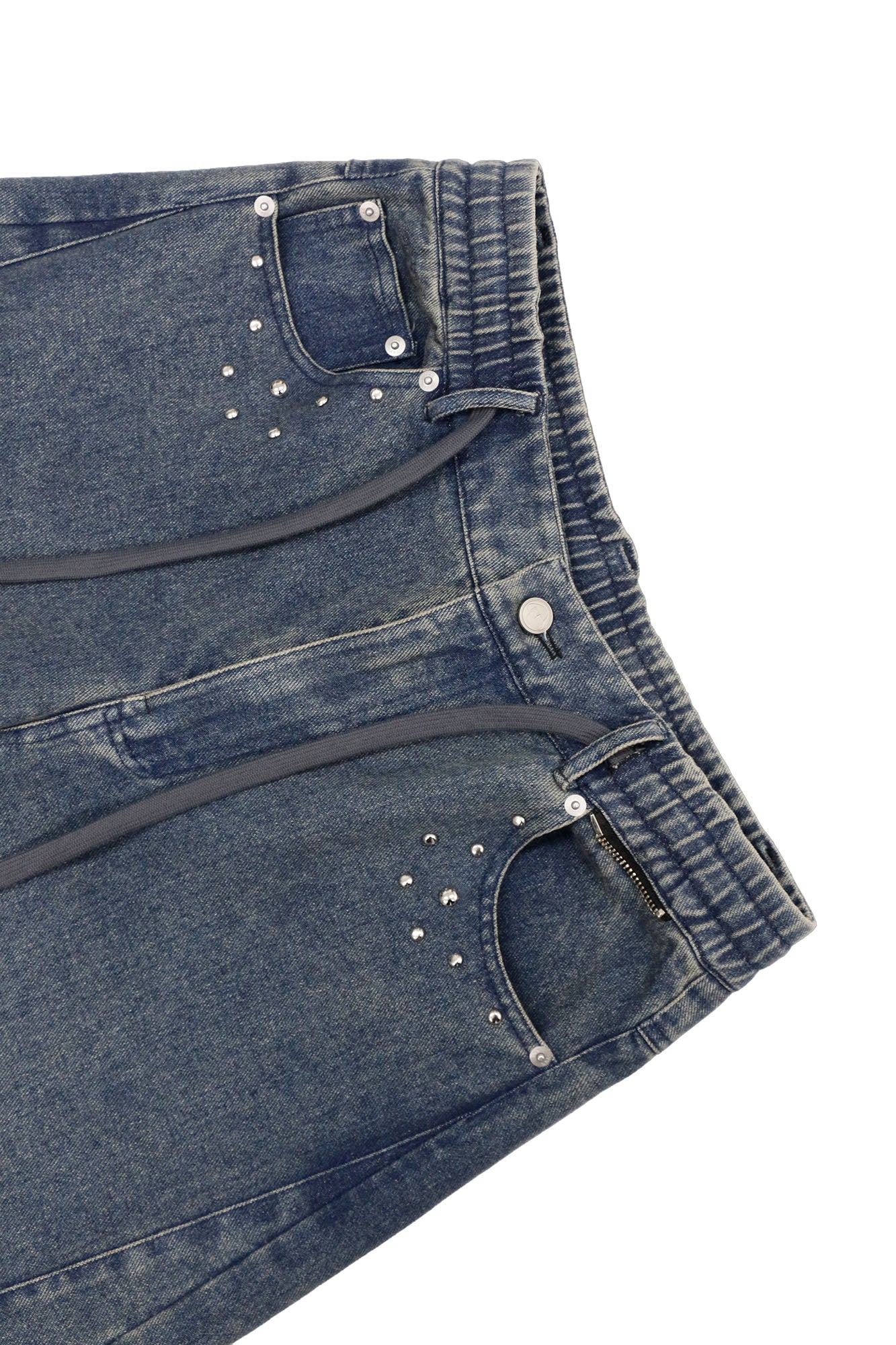 RELABEL Washed Studded Panel Oversized Jeans Blue