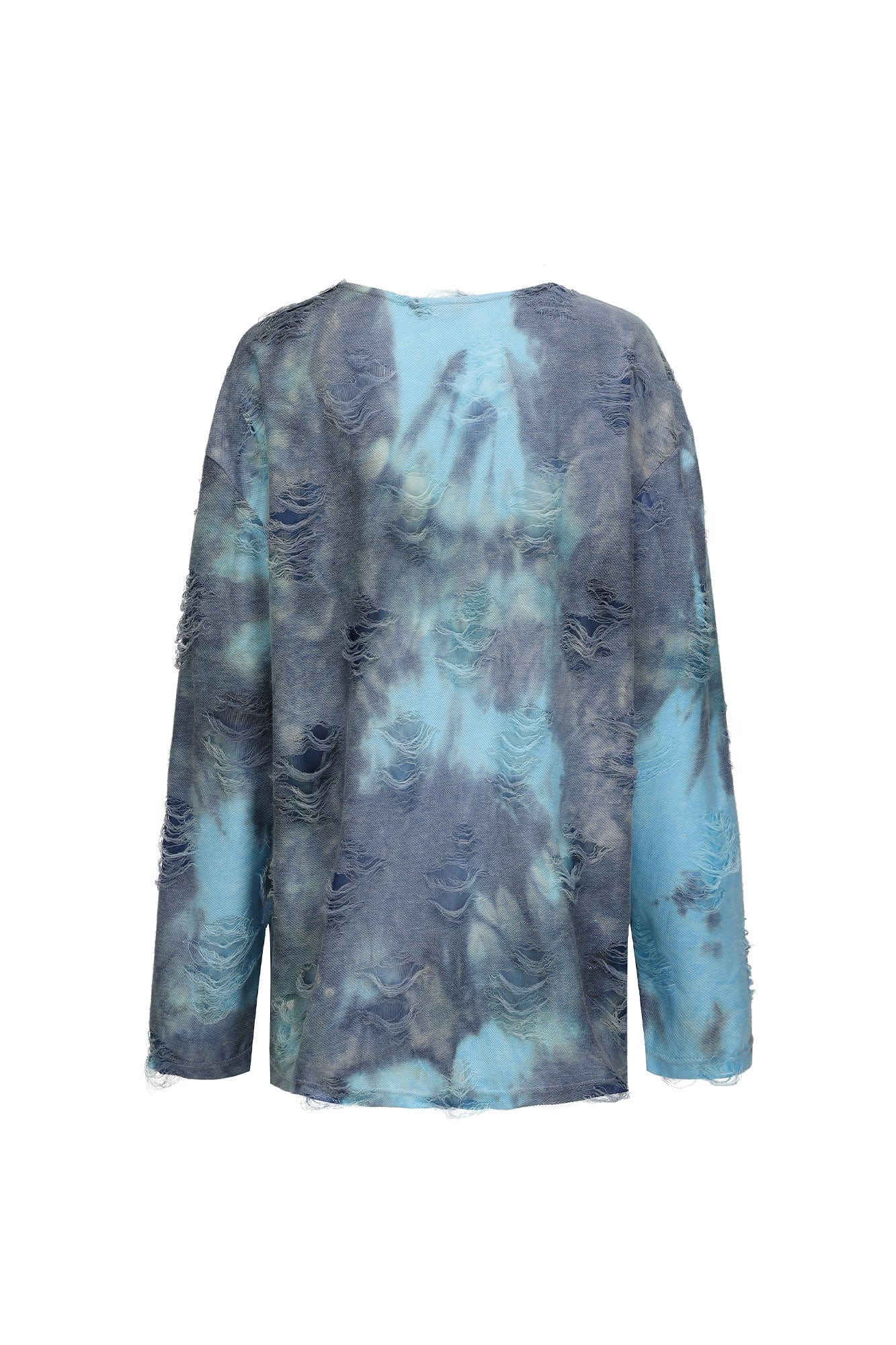 VANN VALRENCE Distressed Gradient Tie-Dye Long-Sleeve Tee